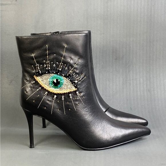 Kurt Geiger Women’s Black leather Belgravia Pointed Toe Ankle Boots Size 10.5 - Picture 3 of 13